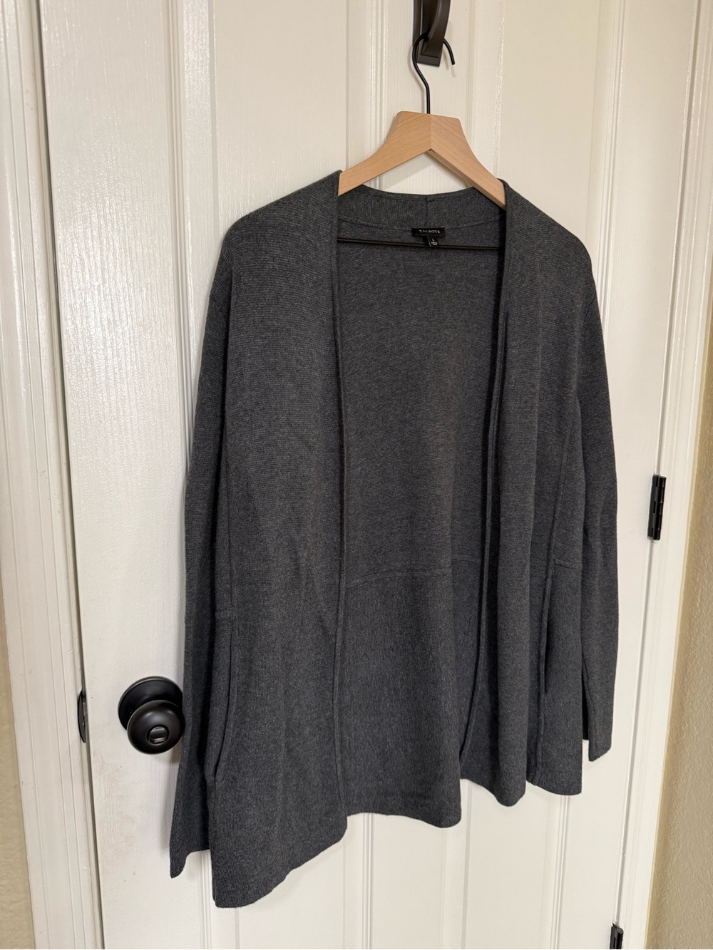 TALBOTS Dark Charcoal Open-Front Cardigan